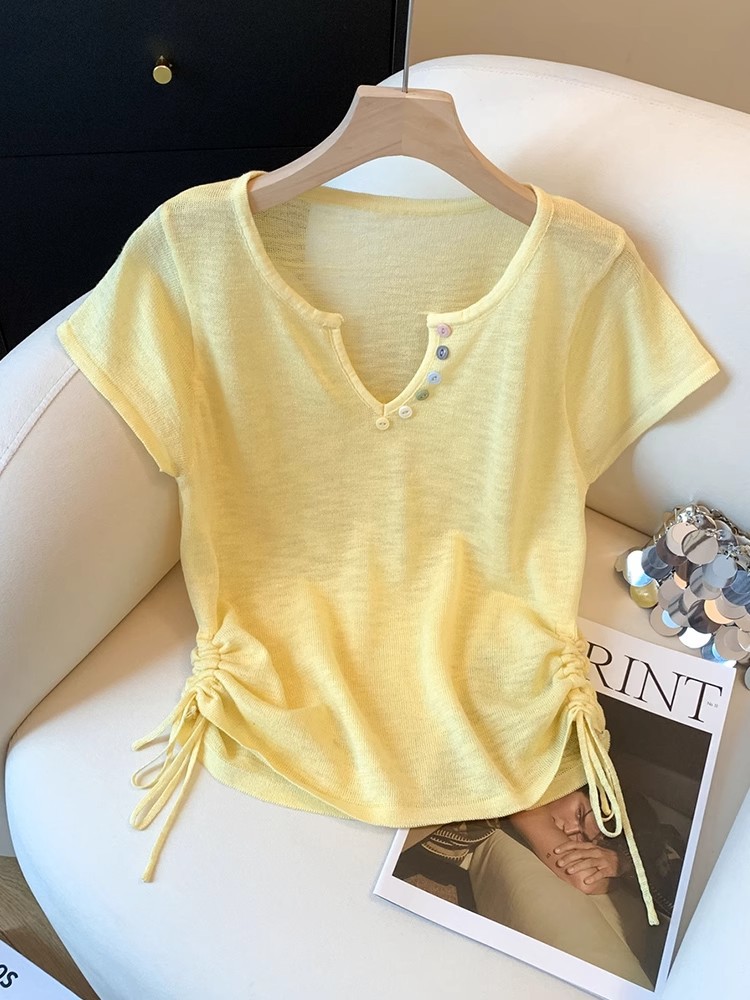 Colorful Buckle Knit Top