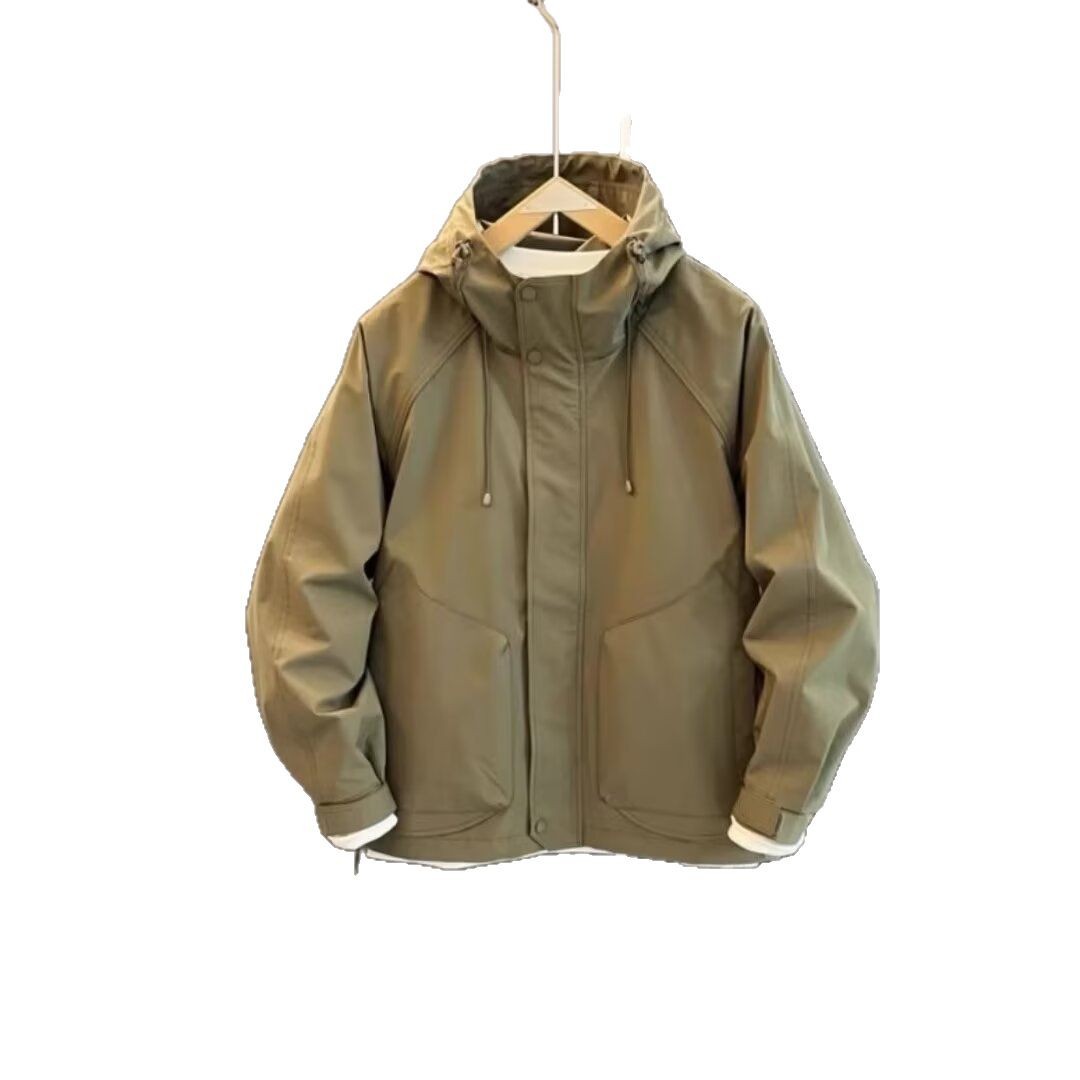 Men's Spring and Autumn Jacket Coat Men's American Style Charge Trendy Hooded Plutton Handsome Casual Loose Work Coat Trendy - Image 5