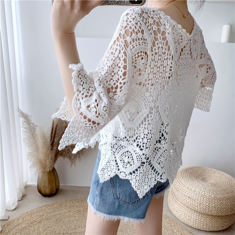 Lace Crochet Shawl Shirt - Image 2
