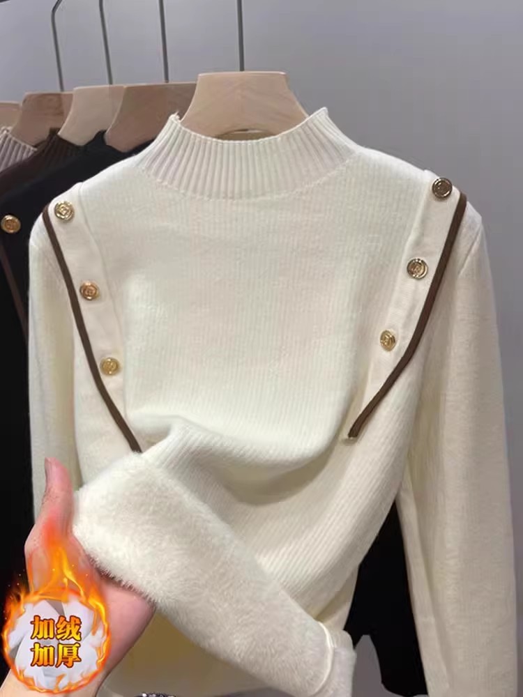 Velvet Half Turtleneck Sweater - Image 3