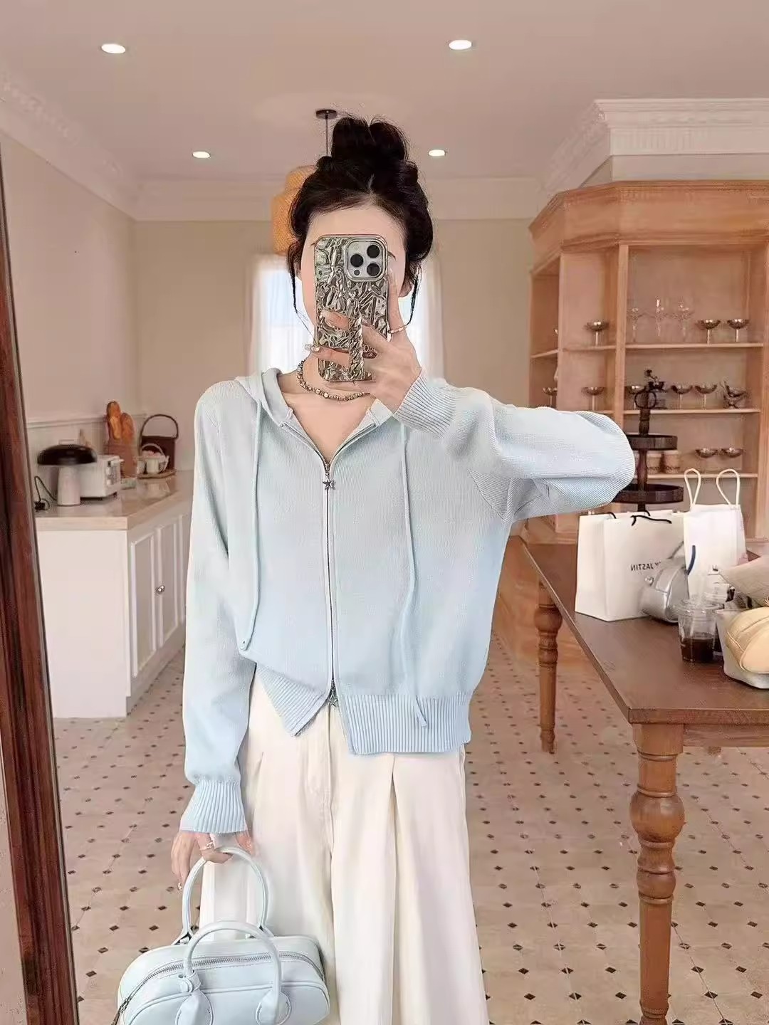 Double Zip Cardigan Knit Hoodie