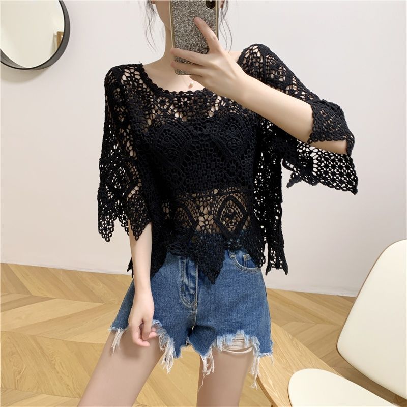 Lace Crochet Shawl Shirt - Image 3