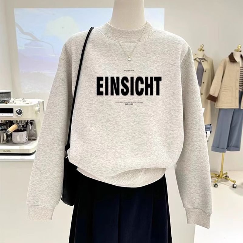Autumn and Winter New Casual Fashion Stylish Half-high Collar Pullover Sweat Women's Loose Explosive Top fleece-lined Thickened Trendy - Image 2