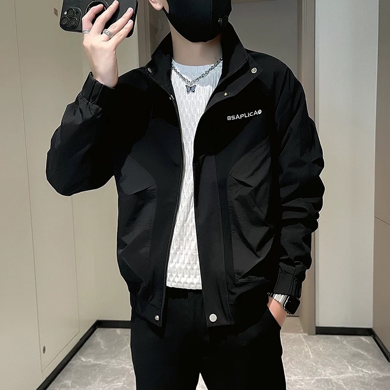 Vertical Collar Jacket Men's Spring and Autumn Trendy Brand Casual Embroidered Double Layer Interior 2025 New Fashionable Duffian Men's Jacket - Image 2