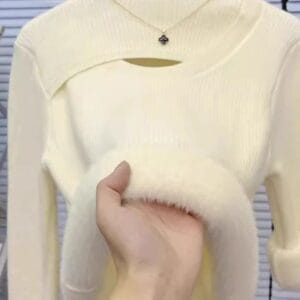 Fleece-Lined Knit Sweater