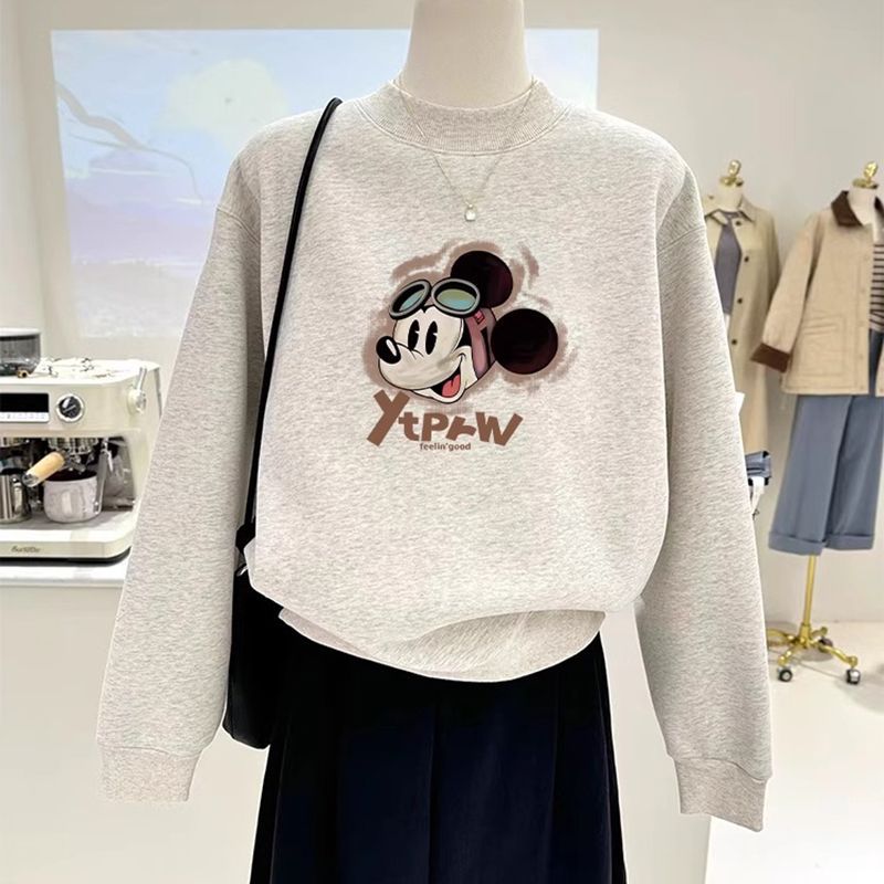 Autumn and Winter New Casual Fashion Stylish Half-high Collar Pullover Sweat Women's Loose Explosive Top fleece-lined Thickened Trendy - Image 3