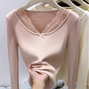 French Lace Slim Sweater