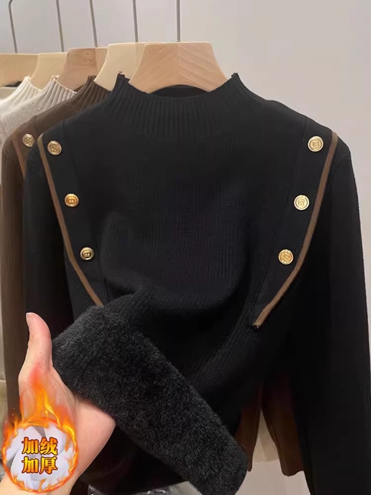 Velvet Half Turtleneck Sweater - Image 4