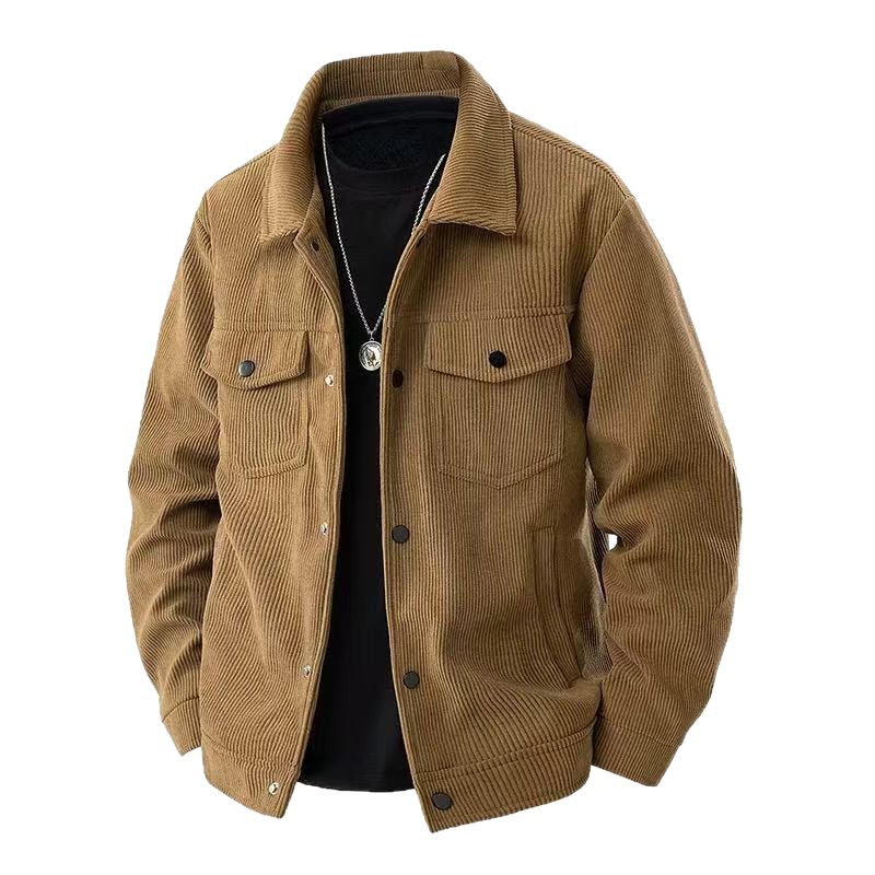 Spring and Autumn Japanese Retro Men's Lapel Workwear Trendy Jacket New Casual Loose Trendy Versatile Top Outerwear - Image 5