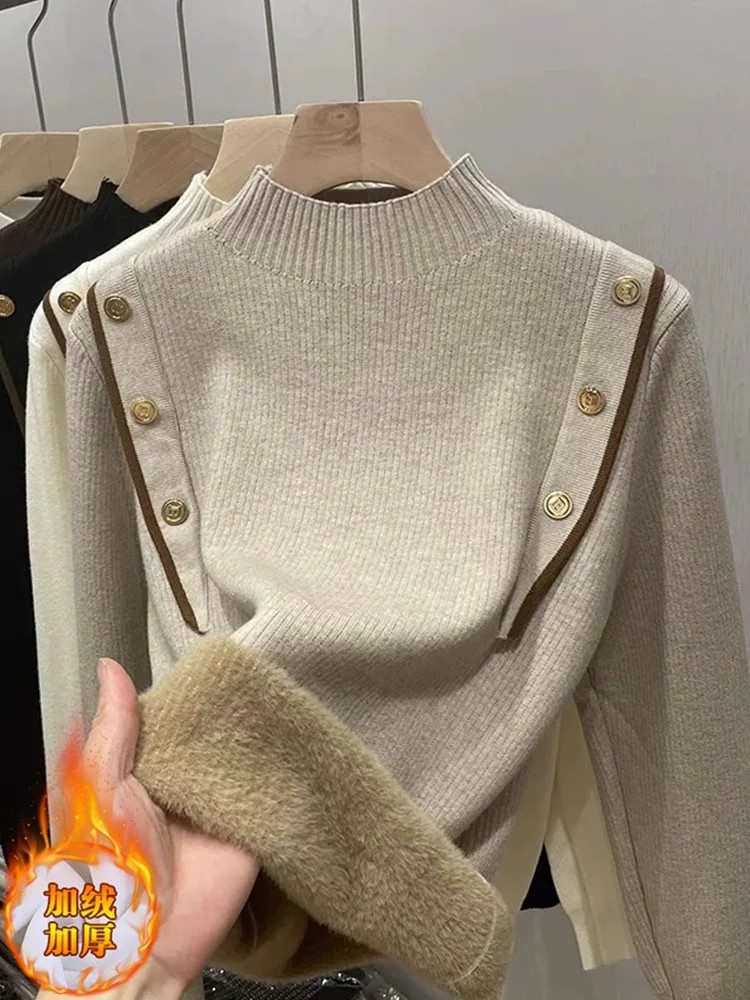 Velvet Half Turtleneck Sweater