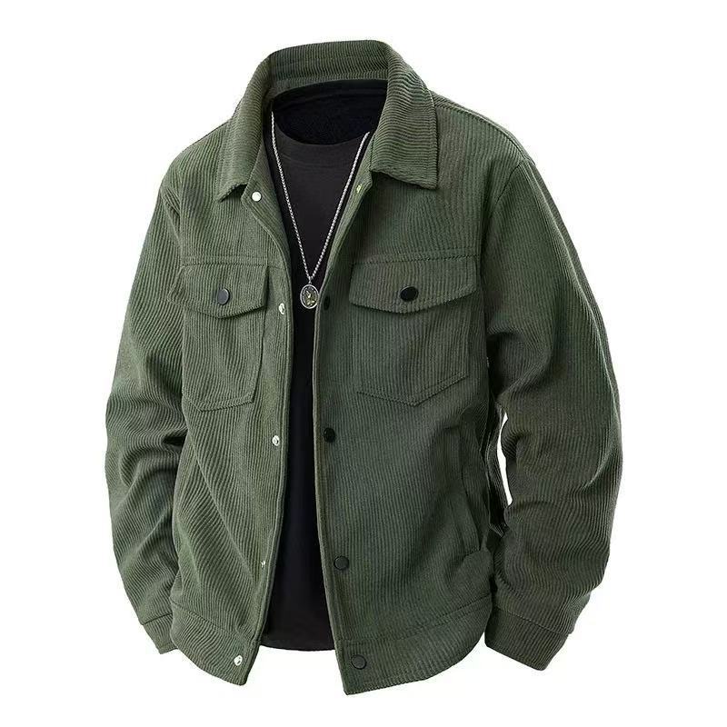 Spring and Autumn Japanese Retro Men's Lapel Workwear Trendy Jacket New Casual Loose Trendy Versatile Top Outerwear - Image 3
