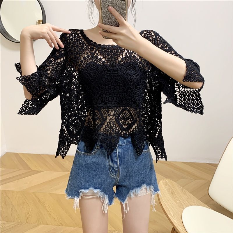 Lace Crochet Shawl Shirt - Image 4