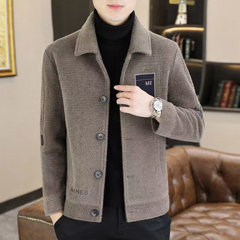 Woolen Jacket Men's New Fashion Retro High-end Fashion Lapel Jacket Stylish Handsome Casual All-match Jacket - Image 2