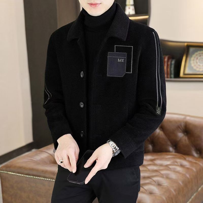 Woolen Jacket Men's New Fashion Retro High-end Fashion Lapel Jacket Stylish Handsome Casual All-match Jacket - Image 3