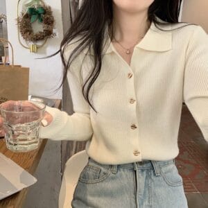 Button Polo Knit Cardigan