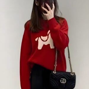 Red Wool Pony Sweater